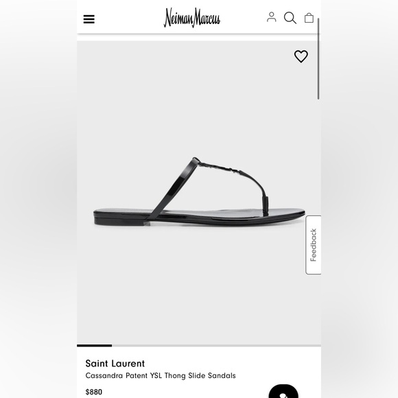 Saint Laurent Black Minimalist Sandals with T-Strap - Picture 8 of 8